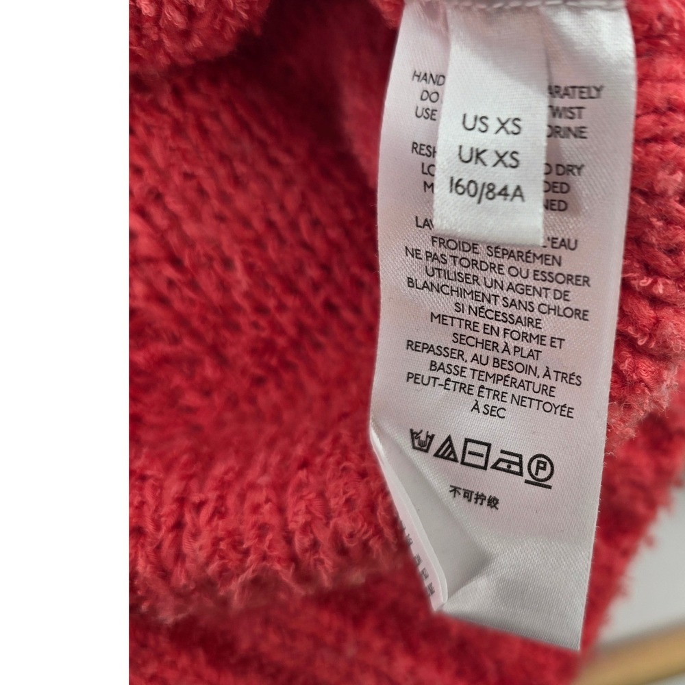 Anthropologie Pilcro Sweater Womens XS Pointelle Knit V-Neck Coral EUC - Picture 4 of 6
